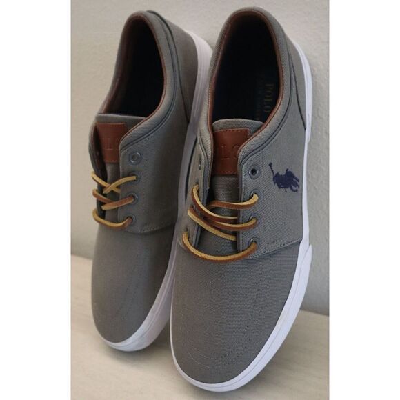 Polo Ralph Lauren 01087 Men's Sz 11.5 Gray Faxon Low Canvas Fashion Sneakers - Picture 8 of 8